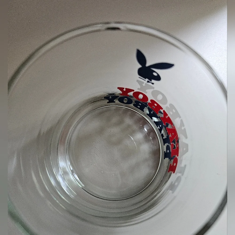 Playboy Red White & Blue Lowball Glass